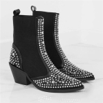 Dizainas Auk&scaron;tos Kokybės Kvadratiniai Kulniukai Klasikinė Mada Kniedės Elastingi Ankle Boots Batai Moteri&scaron;ki Chelsea Batai 8 juoda