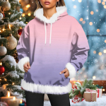 Women's casual fleece-lined hoodie with long sleeves and pockets, a sweatshirt top M violetinė