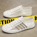 Vyri&scaron;ki sportbačiai Laisvalaikiai Batai Riedlenčių sportiniai Vyri&scaron;ki Plok&scaron;tieji Madingi Drobiniai Batai Kvėpuojantys Neslystantys vairavimo teniso sportiniai bateliai 39 balta