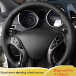 Car Steering Wheel Cover For Hyundai Elantra Avante i30 2011-2016 ized Car Accessory Leather Steering Wheel Braid Black Thread