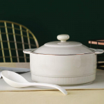 Jingdezhen keraminis 9 colių dviejų rankenų sriubos ir ryžių puodas