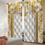 2 vnt. auksinės gėlės užuolaida, eleganti&scaron;ko europieti&scaron;ko stiliaus, tinkama svetainei, valgomajam, virtuvei, miegamajam, vonios kambariui, darbo kambariui 100*130 Grommet Top 1pcs