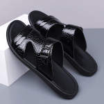 TUINANLE Vyri&scaron;ki &scaron;lepetės Odiniai vyri&scaron;ki batai &Scaron;lepetės Laisvalaikio sandalai vyrams Lauko Chaussure Homme Sandalias 39 juoda