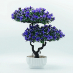 Dirbtinė gėlė, Auk&scaron;tis 31cm, Žalia, Xiangyun pu&scaron;ies bonsai, Namų dekoracija, Vestuvių scena, Stalo žalias augalas vazone violetinė