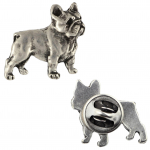 Prancūzų buldogas, Frenchie I - Sidabruota &scaron;uns sagė, eleganti&scaron;kas segtukas, striukės atlapo puo&scaron;mena, Art-Dog prekės ženklo sidabras