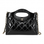 Chanel 31 krep&scaron;ys 24s Auksinė sagtelė Deimantų ra&scaron;tas Odinė rankinė Moteri&scaron;ka Juoda Shopping Bag Set(Basic Set+Shopping Bag) juoda
