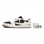 Jordan x Travis Scott Air Jordan 1 Cushioning Abrasion Resistant Low top Vintage Basketball Shoes Unisex White DZ4137-700(Team1803-3) 35.5