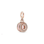 Pandora rožinio aukso pav&eacute; karūnos raidės O pakabukas Unisex pakabukas 789055C01 Rose Gold