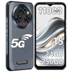 OUKITEL WP35 Atsparus i&scaron;manusis telefonas 5G Android 15, 11000mAh/33W, 24GB+256GB/2TB, 2.4K 6.6 FHD+ Ekranas, 108MP+8MP Naktinio matymo kamera, 5G Dvi SIM kortelės/NFC/GPS/OTG pilka spalva