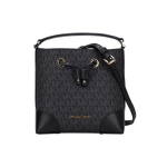 Michael Kors MK Mercer 18 Klasikinis monogramos rai&scaron;teliu užsegamas drobės kibiro formos krep&scaron;ys Moteri&scaron;ki rankiniai juodas 35F2GM9M1B-BLACK Small