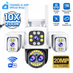 AIOOK lauko 10x ZOOM WiFi CCTV kamera HD 8MP 4K naktinio matymo dvipusis dialogas apsaugos kamera, vandeniui atspari saulės spinduliams nuotolinis stebėjimas 10X ZOOM+128GB