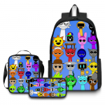 Rhythm Box Žaidimo Prekės Mokyklinė Kuprinė Sprunki Animacinis Backpack Pietų Krep&scaron;ys Pie&scaron;tukinė Trijų Dalių Rinkinys three-piece set