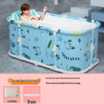 Sulankstoma &scaron;ildoma burbulinė vonia suaugusiems ir vaikams Bathtub + Cushion + Drain Pipe