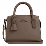 COACH ANDREA CARRYALL 22 Logotipas logotipas užtrauktuko užsegimas plona ver&scaron;io oda rankinė ant peties per kūną maža moteri&scaron;ka smėlio spalvos ruda