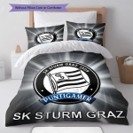 SK Sturm Graz logotipas Patalynės komplektas Antklodė Antklodės užvalkalas Pagalvės užvalkalas Namų dekoracija Gimtadienio dovana (1 * antklodės užvalkalas + 2 * pagalvės užvalkalai, be &scaron;erdies) 140x200cm black