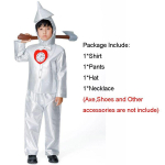 Žavingas Ozo &scaron;alies burtininko &bdquo;Alavinio žmogaus&ldquo; kostiumas įvairaus dydžio berniukams ir mergaitėms Boy Suit,Boy-XL white