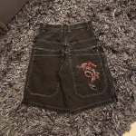 Y2K Baggy Shorts Gothic American Pocket Printing Denim Sporto &scaron;ortai 2000 m. Vintažinė gatvės apranga Hiphopo vyrų moteri&scaron;ki krep&scaron;inio &scaron;ortai XXL gray