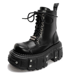 Moteri&scaron;ki Punk Batai Platforminiai Individualaus Dizaino Batai Odiniai &Scaron;aunūs Batai Retro Stambūs Susiuvami Laisvalaikio Lauko Batai 39 black
