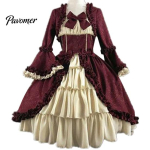 Ponios Retro kvadratinis kaklo aptemptas juosmuo Bowknot viduramžių suknelė Cosplay vakarėlio kostiumas XXL vyno raudonos spalvos