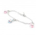 Suzette et Benjamin [H9133] - Bracelet Enfant 'Chats' bleu rose S&B