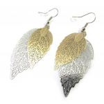 Les Tr&eacute;sors De Lily [N3150] - Boucles 'Feuille d'Or' dor&eacute; argent&eacute; sidabras