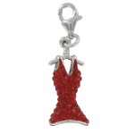 Les Tr&eacute;sors De Lily [Q4891] - Pendentif charm argent 'Robe' noir argent&eacute; (rhodi&eacute;) - 17x10 mm