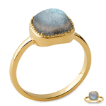 Bague Plaqu&eacute; Or 'Cleopatra' labradorite dor&eacute; - 10x10 mm