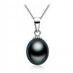 FENASY Pearl Jewelry Natūralūs gėlo vandens perlų karoliai moterims Choker karoliai klasikiniai pakabukai 8-9mm juoda