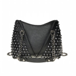 JIEROTYX dygliuotas pečių krep&scaron;ys moterims Odinis punk stiliaus Rock Rivet Crossbody Bag rankinė su grandinine pinigine pinigine mergaitei