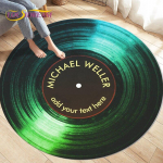 Klasikinės muzikos vinilo plok&scaron;telės apvalus kilimėlis, kilimai svetainės kėdėms dekoruoti, vaiki&scaron;kas &scaron;liaužiantis mink&scaron;tas neslystantis grindų kilimėlis Diameter 150cm