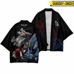 Kinų anime ra&scaron;tais kimono megztinis Vyri&scaron;kas japoni&scaron;kas tradicinis laisvalaikis laisvas, plonas palto ir kelnių rinkinys Azijieti&scaron;ki drabužiai Harajuku M