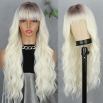 MISS WIG Sintetiniai ilgi juodi perukai su kirpčiukais, natūralūs banguoti plaukai perukas moterims kasdieniam Cosplay vakarėliui atsparus kar&scaron;čiui 65cm