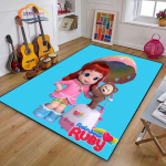 3D Spausdinimo Vaivoryk&scaron;tės Rubino Serijos Kilimas Lulu ir Lokio Animacinis Gyvenamojo Kambario Miegamojo Neslystantis Kilimas Mink&scaron;ta Žaidimų Aik&scaron;telės Grindų Kilimėlis Mergaitės Dovana 160cmx230cm