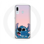 Coque pour Samsung Galaxy A40 Stitch le Nez en l'air fond rose