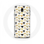 Coque pour Samsung Galaxy S5 Fond de texture abstraite coeurs noir jaune et gris