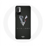 Coque pour Xiaomi Redmi Note 10 5G Vikings S&eacute;rie Saison 6 logo V Ep&eacute;e Gris Fond Noir