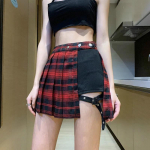 Gotikinis klostuotas sijonas Punk sijonas tamsus serijos netikras dviejų dalių antblauzdžiai žiedas sijonas kelnės netaisyklingos