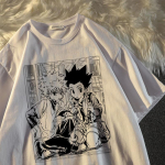 Y2k moteri&scaron;ki mar&scaron;kinėliai Kawaii Hunter X Hunter mar&scaron;kinėliai Killua Zoldyck mar&scaron;kinėliai su kaklu, mink&scaron;ti anime manga mar&scaron;kinėliai, drabužiai XS balta