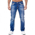 Nauji europieti&scaron;ki ir amerikieti&scaron;ki vyri&scaron;ki &bdquo;Slim Fit&ldquo; dvigubos linijos džinsai Trijų spalvų džinsai XL &scaron;viesiai mėlyna spalva