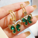 Green CZ Crystal Butterfly Drop Auskarai Moterims Kūrybingos asmenybės Nauji mados vakarėlio papuo&scaron;alai