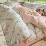 Keturių dalių grynos medvilnės mažų &scaron;viežių gėlių ra&scaron;to antklodės užvalkalo komplektas bendrabučio paklodei, trijų dalių patalynės komplektas 1.2m bed