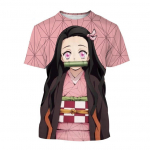 Vasaros anime Demon Slayer Kimetsu no Yaiba Kamado Nezuko Kochou Shinobu Cosplay 3D Print Mados mar&scaron;kinėliai animaciniai filmai trumpomis rankovėmis 150