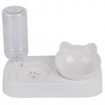 2 in 1 Cat Bowl vandens dozatorius Automatinis vandens laikymo konteineris naminių gyvūnėlių tiektuvas 28*28*15.3cm balta