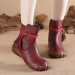 Moteri&scaron;ki trumpi batai Laisvalaikiai natūralios odos vientisos spalvos mink&scaron;tas padas Patogūs &scaron;ilti moteri&scaron;ki batai 39 raudona