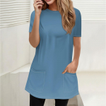 Moteri&scaron;ki mar&scaron;kinėliai Mar&scaron;kinėliai su spauda Trumpomis rankovėmis Kasdieniai Savaitgalio Mada Pagrindiniai Apvalia i&scaron;kirpte Ki&scaron;enės Įprasti Vir&scaron;us S mėlyna