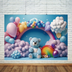Spalvingi me&scaron;kiuko balionai, 1-ojo gimtadienio fonas, vaikų dovanos, kūdikio sutiktuvių fonas, o, kūdikio fonas fotografijai, foto rekvizitai studijai 150X100CM