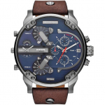 Diesel DZ7314 Mr Daddy dvigubo laiko chronografas tamsiai mėlynos spalvos vyri&scaron;kas laikrodis 57 ruda