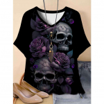 Plus Size Tees Women's Short Sleeved 3D Printed Top Holiday Animal Pattern Weekend Basic V Neck T Shirt Summer XL