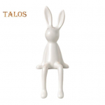 Keraminė zuikučio figūrėlė, sėdinio zuikio skulptūra, minimalistinė zuikučio statulėlė ant stalvir&scaron;io, stalo, knygų lentynos, namų baro, biuro dekoravimui