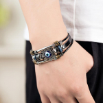 Lucky Eye Turkish Evil Eye apyrankės Punk daugiasluoksnės odos rankų darbo apyrankės